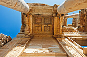 A view from below of the ceiling at the Celsus Library in the ancient city of Ephesus, a UNESCO World Heritage Site. Izmir Province, Turkey.