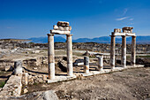 Ruins of the Gymnasium in the ancient Phrygian city of Hierapolis, Denizli Province, Turkey.