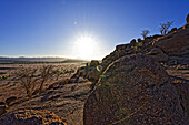  Typical rocks in the sunset, Twyfelfontein, Kunene, Damaraland, Namibia, Africa 