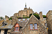 view of the abbey from the ramparts of Mont-Saint-Michel, Manche department, Normandy region, France, Europe