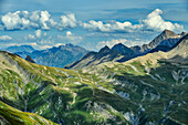  View to the Col de la Seigne from the Col des Fours, Tour du Mont Blanc, Mont Blanc Group, Graian Alps, Haute-Savoie, Upper Savoy, France 