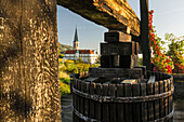  old wine press, Gumpoldskirchen Castle, St. Michael&#39;s Church, Lower Austria, Austria 