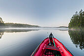  Lake in Glaskogen Nature Reserve, Canoe, Värmland County, Sweden 