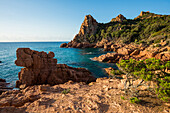  red rocks, Spiaggia Su Sirboni, sunrise, near Tertenia, Ogliastra Province, Sardinia, Italy 