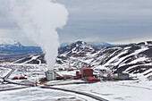  Krafla geothermal power plant is located on the central volcano Krafla near Myvatn, Iceland 