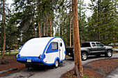  Teardrop camping trailer. Grand Canyon National Park, Arizona, USA 