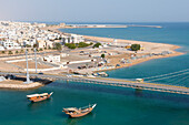 Bridge connecting Sur Township to Al Ayjah village, port-city, capital of Ash Sharqiyah Region, Sultanate of Oman, Arabian Peninsula, Middle East