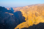 Canyon viwed from the Alila Jabal Akhdar hotel, nestled 2000 metres above sea level,  surrounded by Al Hajar Mountains, Sultanate of Oman, Arabian Peninsula, Middle East