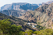 Perched villages of Jabal Al Akhdar (Green Mountains) around the Sayq plateau, Sultanate of Oman, Arabian Peninsula, Middle East