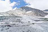 Österreich, Osttirol, Kals, Großglockner, Abstieg über Gletscher, Blick Großglockner