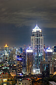 Aerial view of Bangkok city at night. Bangkok, Thailand.