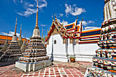 Ornate pagodas at Wat Pho Temple in Bangkok, Thailand.