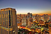 Aerial view of Bangkok city at sunrise. Bangkok, Thailand.