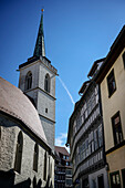 Church and half-timbered house in Allerheiligenstrasse, Erfurt, state capital, Free State of Thuringia, Germany, Europe