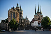 Erfurter Dom und Severikirche vom Domplatz aus gesehen, Erfurt, Landeshauptstadt, Freistaat Thüringen, Deutschland, Europa