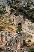 Ruins view in Acrocorinth archeological site, Corinth, Greece