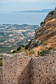 Walls view in Acrocorinth archeological site, Corinth, Greece