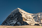 Schneebedeckter Berggipfel Eiger mit Eigernordwand, Kleine Scheidegg, Grindelwald, Kanton Bern, Berner Alpen, Schweiz