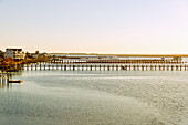 Häuser mit Pier in Chincoteague an der Chincoteague Bay, Accomack Count, Virginia, USA