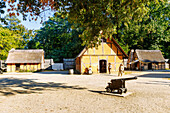 Living History in James Fort im Freilichtmuseum Jamestown Settlement im Historic Triangle in Williamsburg, Virginia, USA