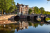  typical canal in the Dutch capital Amsterdam, North Holland, Netherlands 