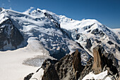 Blick auf den Mont-Blanc, Panorama-Gondel, Mer de Glace, Vallee Blanche, Chamonix Mont Blanc, Haute Savoie, Frankreich