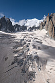 Blick auf das Gletschermeer am Mont-Blanc, Panorama-Gondel, Mer de Glace, Vallee Blanche, Chamonix Mont Blanc, Haute Savoie, Frankreich