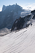 Blick auf das Gletschermeer am Mont-Blanc, Mer de Glace, Vallee Blanche, Chamonix Mont Blanc, Haute Savoie, Frankreich