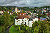 Blick auf Schloss Unteraufseß, Aufseß, Aufseßer Tal, Franken, Bayern, Deutschland