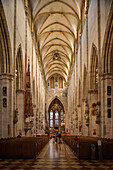 Kreuzgewölbe im Kirchenschiff, Ulmer Münster, Ulm, Schwäbische Alb, Baden-Württemberg, Deutschland, Europa