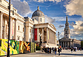 Trafalgar Square with St. Martins in the Field, National Gallery, West End, London, England, UK