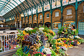 Cart with flowers and plants, The Covent Garden Market, London, England, UK