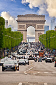 Avenue des Champs Elysees and Arc de Triomphe, from Place de la Concorde, Paris, France