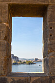 Window to the Nile: view of the river from Philae temple in Aswan