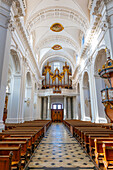 Inside The Beautiful Baroque Cathedral St Ursus in a Sunny Day in Solothurn, Solothurn Canton, Switzerland.