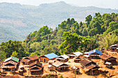 Akha tribe village in the mountains surrounding Muang La, Oudomxay Province in northwestern Laos, Southeast Asia