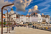 Avenida de la Marina and harbour, A Coruña, Galicia, Spain