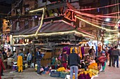 Nepal, Kathmandu, Asan Tol, bazar, temple, people, Tihar Festival, 
