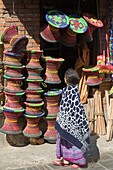 Nepal, Kathmandu, street market, shop, stools, 
