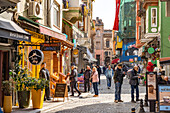  Cafe and shops in the colorful Balat district, Istanbul, Türkiye  
