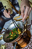  Lunch at the restaurant on board the boutique cruise ship Ginger (Heritage Line), Lan Ha Bay, Haiphong, Vietnam, Asia 