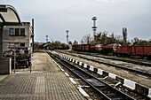  The somewhat run-down railway station of Septemvri, where the famous Rhodope Railway starts, Bulgaria 