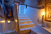 Access to the terrace on the roof of Kasbah Tebi, guest house in the heart of the Ksar of Ait-Ben-Haddou, Ounila River valley, Ouarzazate Province, region of Draa-Tafilalet, Morocco, North West Africa