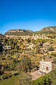 Blick auf Valldemossa, Serra de Tramuntana, Mallorca, Balearen, Spanien