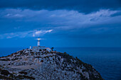  Lighthouse at Cap Formentor in the evening, Mallorca, Balearic Islands, Spain 