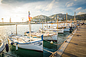  Traditional boats (llaüts) in the harbor of Port d&#39;Andratx, Mallorca, Balearic Islands, Spain 