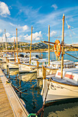  Traditional boats (llaüts) in the harbor of Port d&#39;Andratx, Mallorca, Balearic Islands, Spain 