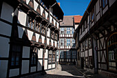  Historic half-timbered houses, Alley to Hell, World Heritage City of Quedlinburg, Saxony-Anhalt, Germany 