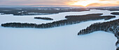  View of Lake Lahnaselkae in winter, Lapland, Finland 