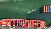 Los Angeles, United States - March 2025: Aerial View of Long Island port harbor, in Los Angeles, USA.